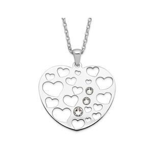 Sterling Silver Heart Pendant Necklace with Chain and Cubic Zirconia (CZ)s
